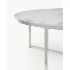 Tavolino Rotondo Xl Da Salotto Con Piano In Vetro Effetto Marmo Antigua*Westwing Collection Fashion