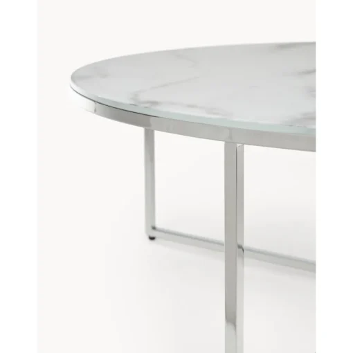 Tavolino Rotondo Xl Da Salotto Con Piano In Vetro Effetto Marmo Antigua*Westwing Collection Fashion