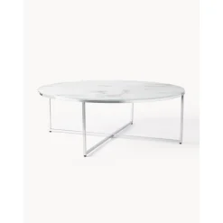 Tavolino Rotondo Xl Da Salotto Con Piano In Vetro Effetto Marmo Antigua*Westwing Collection Fashion