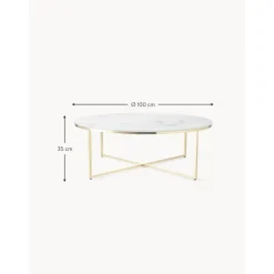 Tavolino Rotondo Xl Da Salotto Con Piano In Vetro Effetto Marmo Antigua*Westwing Collection Online