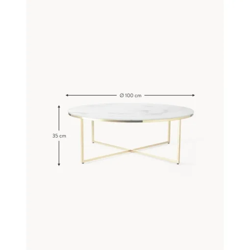Tavolino Rotondo Xl Da Salotto Con Piano In Vetro Effetto Marmo Antigua*Westwing Collection Online