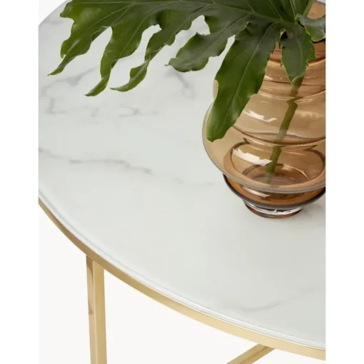 Tavolino Rotondo Xl Da Salotto Con Piano In Vetro Effetto Marmo Antigua*Westwing Collection Online