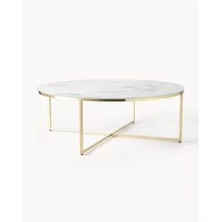 Tavolino Rotondo Xl Da Salotto Con Piano In Vetro Effetto Marmo Antigua*Westwing Collection Online