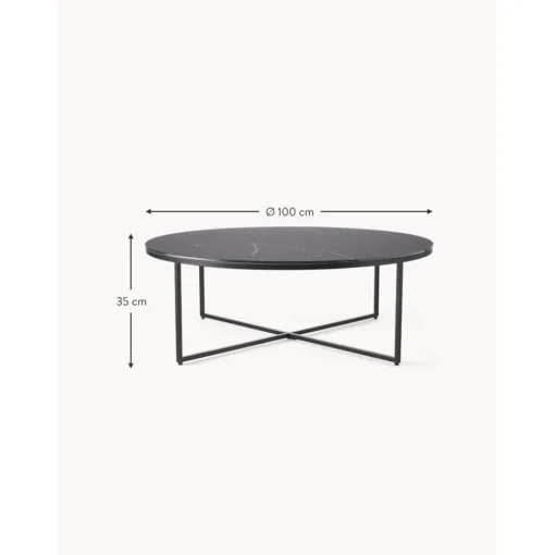 Tavolino Rotondo Xl Da Salotto Con Piano In Vetro Effetto Marmo Antigua*Westwing Collection Discount