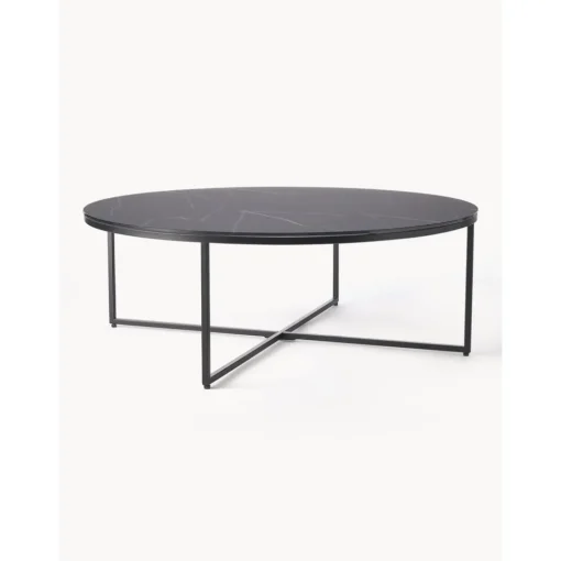 Tavolino Rotondo Xl Da Salotto Con Piano In Vetro Effetto Marmo Antigua*Westwing Collection Discount