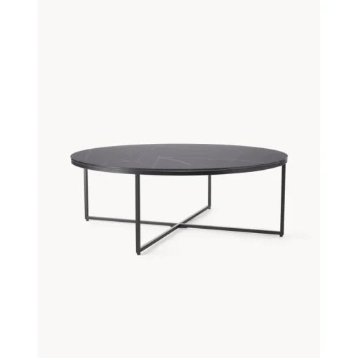 Tavolino Rotondo Xl Da Salotto Con Piano In Vetro Effetto Marmo Antigua*Westwing Collection Discount