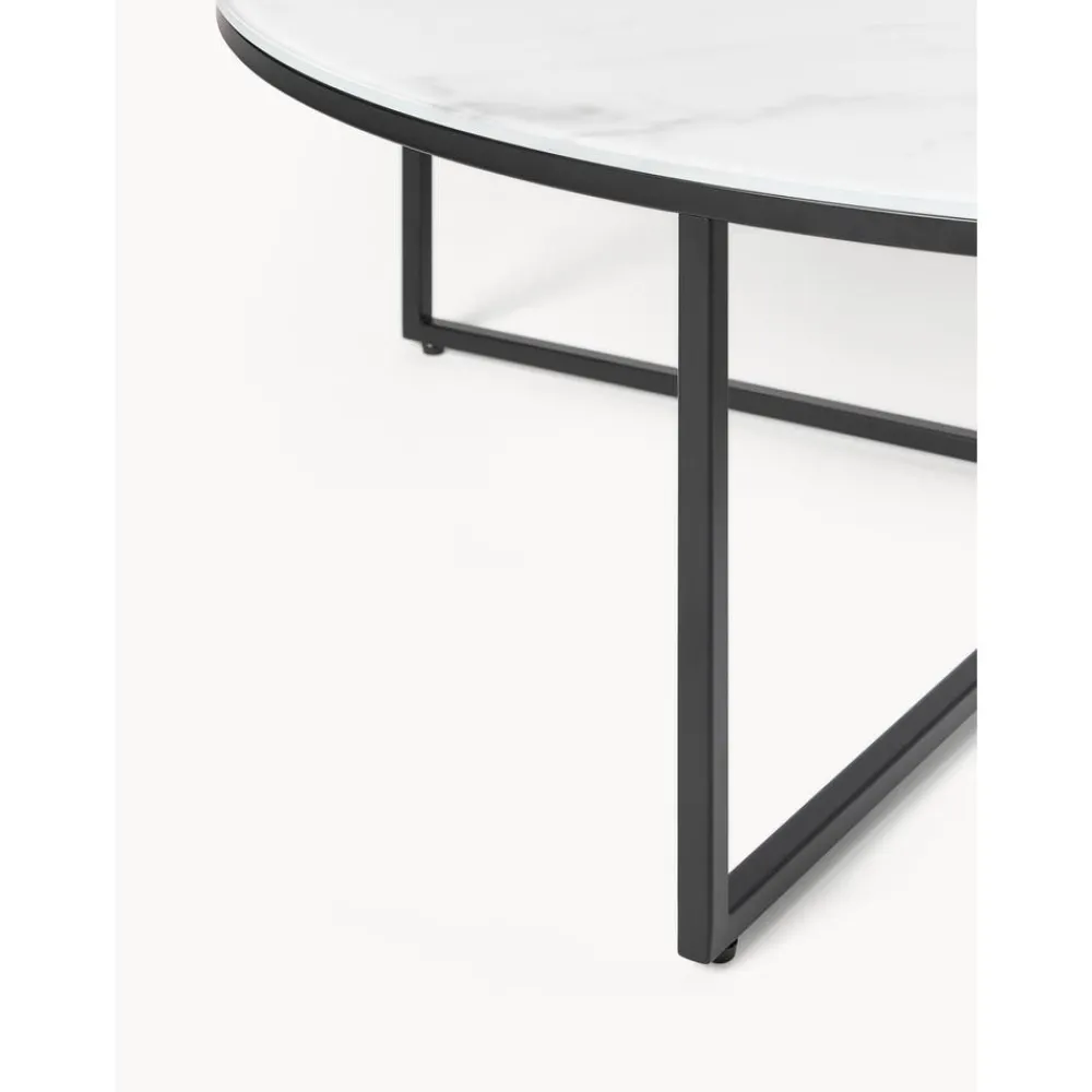 Tavolino Rotondo Xl Da Salotto Con Piano In Vetro Effetto Marmo Antigua*Westwing Collection Clearance