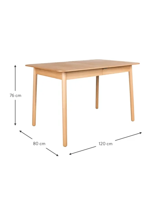 Tavolo Allungabile In Legno Di Frassino Glimps, 120 - 162 X 80 Cm