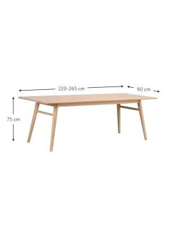 Tavolo Allungabile In Legno Di Quercia Nevis, 220 - 265 X 90 Cm