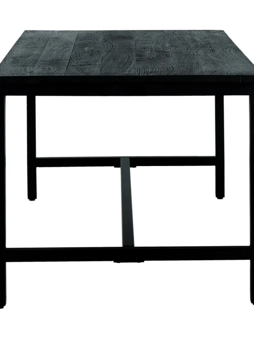 Tavolo Con Piano In Legno Massiccio Nero Raw, 180X90 Cm