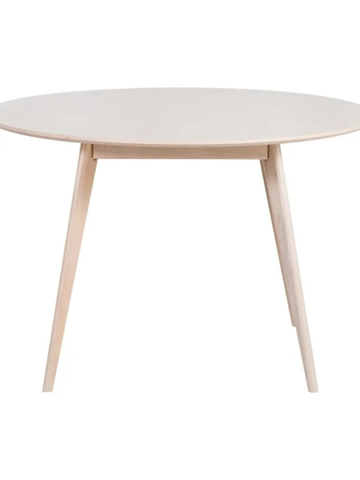 Tavolo Rotondo In Legno Di Quercia Bianco Lavato Yumi O 115 Cm