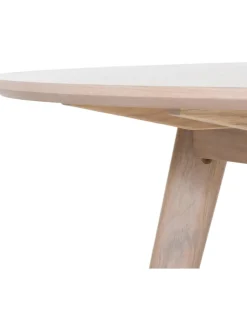 Tavolo Rotondo In Legno Di Quercia Bianco Lavato Yumi O 115 Cm