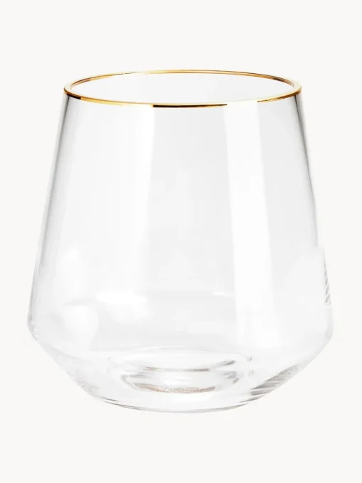 Vaso In Vetro Soffiato Con Bordo Dorato Joyce